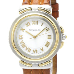 TIFANNY Intaglio 18K Gold Steel Quartz Mens Watch M0820 Polished — Very Good