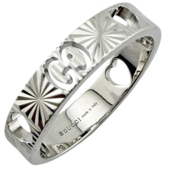 Gucci Icon Heart Ring, 18K White Gold, Women's — Like New