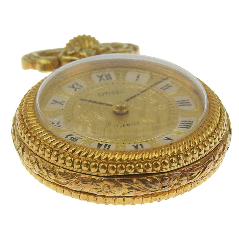 Citizen pocket watch, gold plated, hand-wound, analog display, dial, unisex — Good