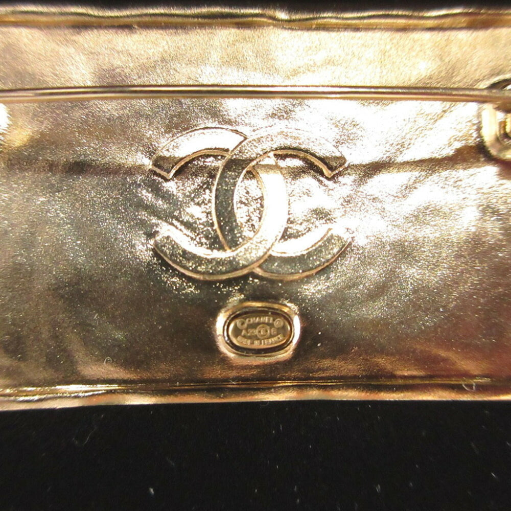 Chanel A23S Leather Metal Black Gold Brooch 0383CHANEL — Like New