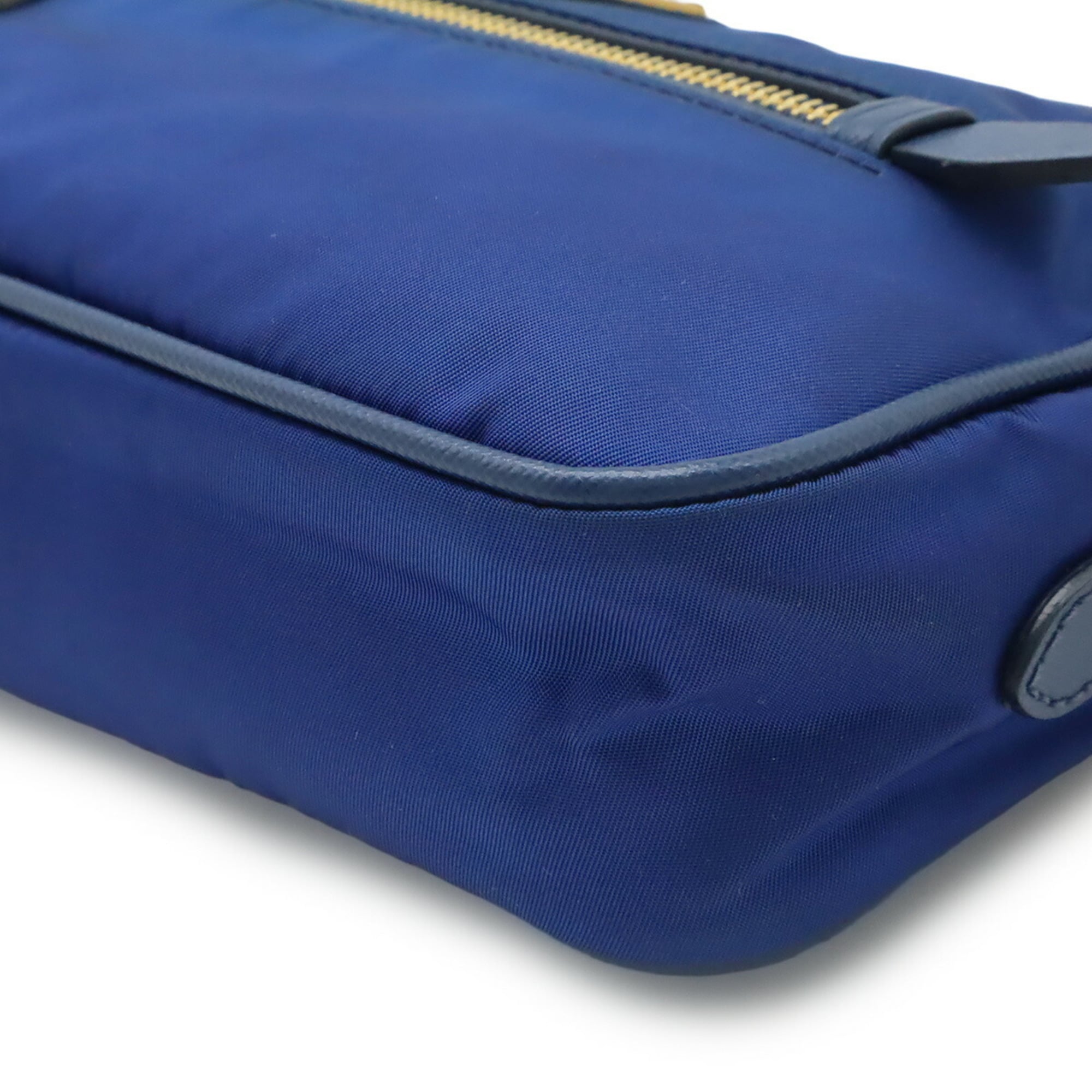 PRADA Prada Triangle Shoulder Bag Pouch Nylon Leather Blue BT0773