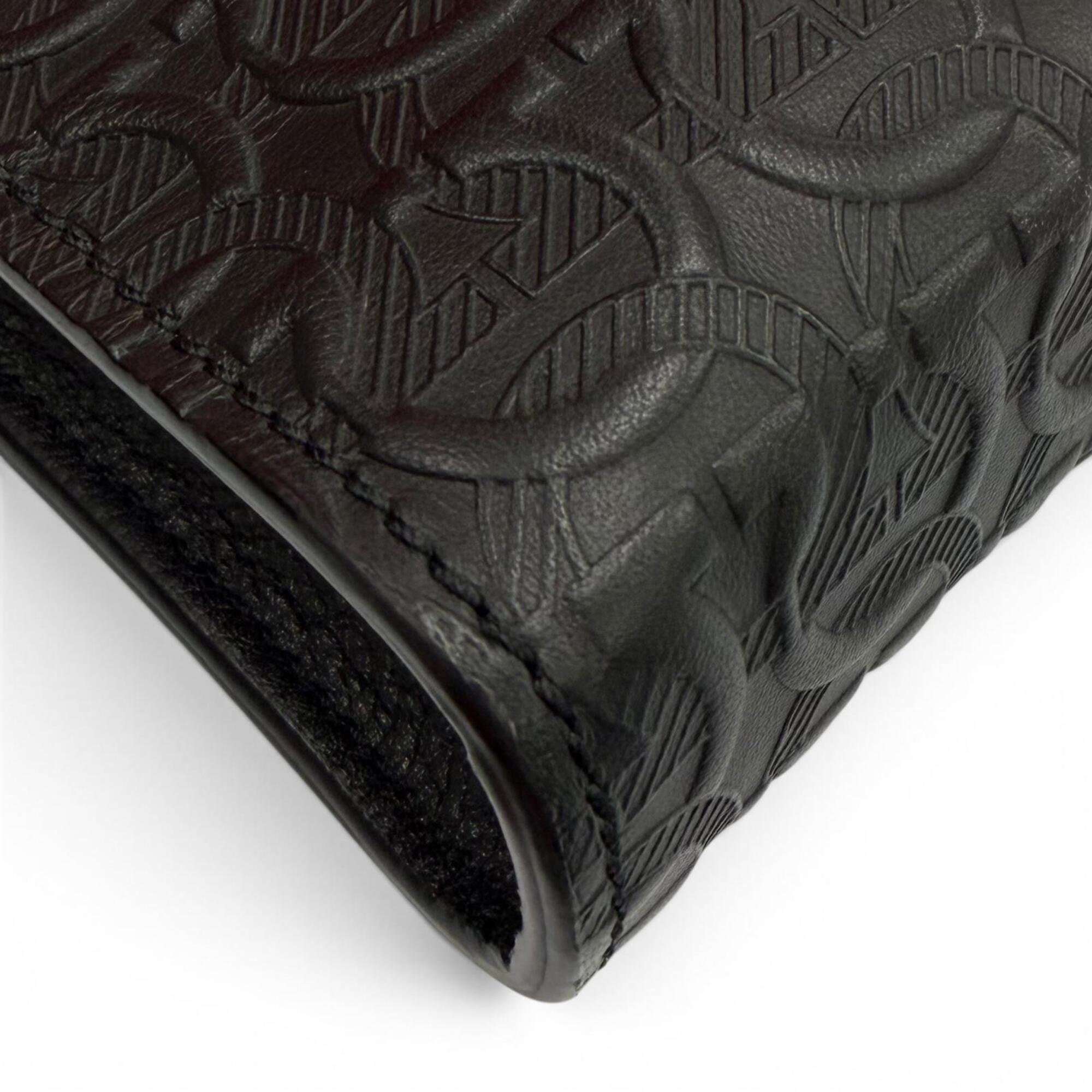 Salvatore Ferragamo leather clutch bag, black, made in Italy, men's, with box and dust bag — Like New