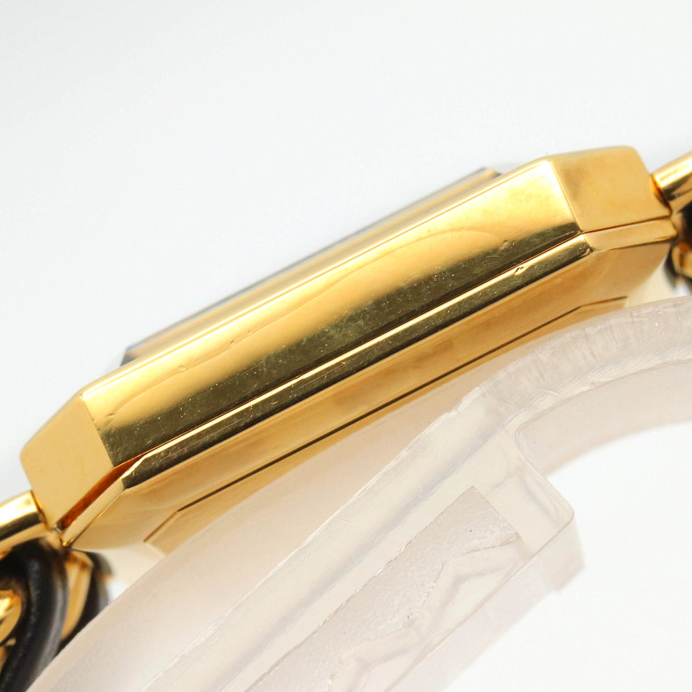 Chanel CHANEL Première S Watch, Gold Plated (GP), Leather Strap, Women's, Black, H0001 — Very Good