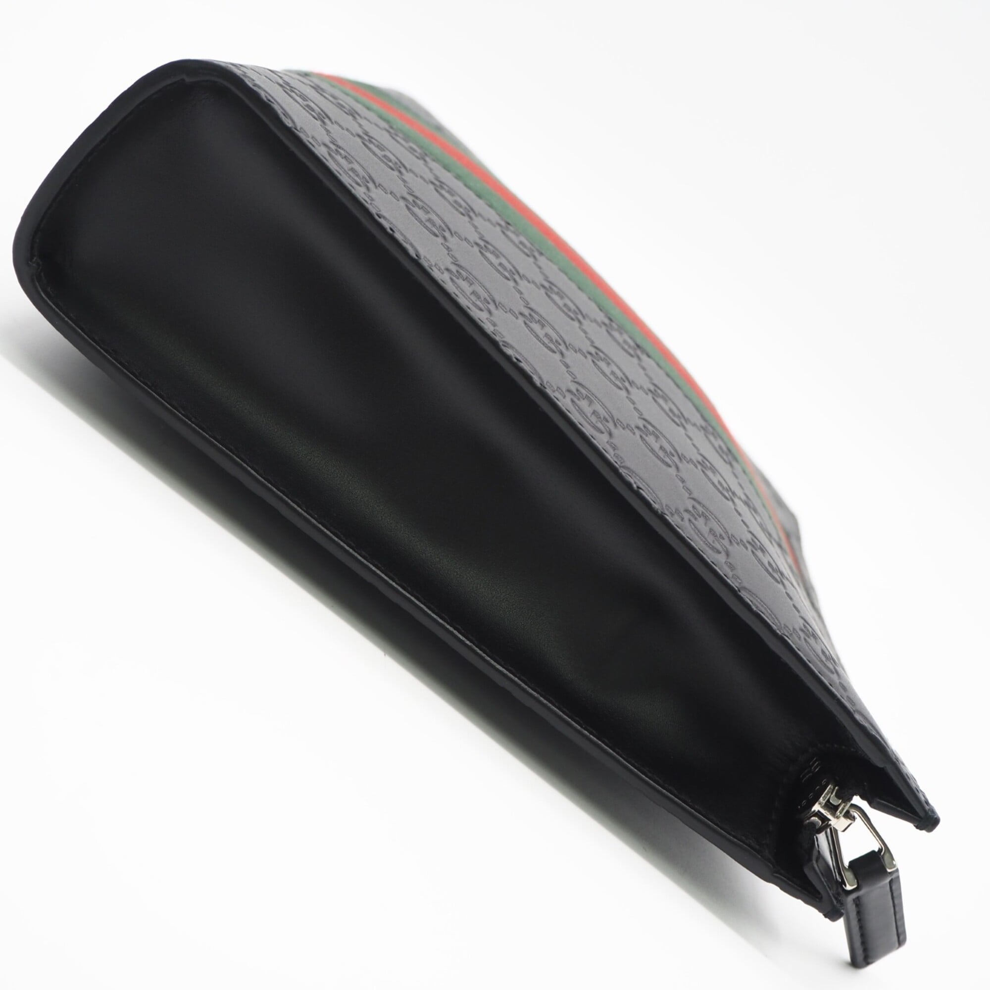 GUCCI GG Supreme Canvas Shima Sherry Line Clutch Bag 475316 Black Green Red Leather Men's — New - Store Return
