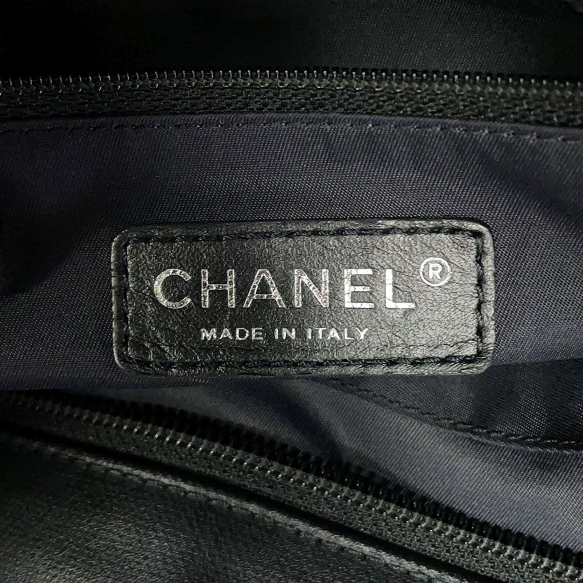 Chanel Matelassé Paris Biarritz Tote MM Coco Charm A34209 CHANEL Black Handbag Women's — Like New