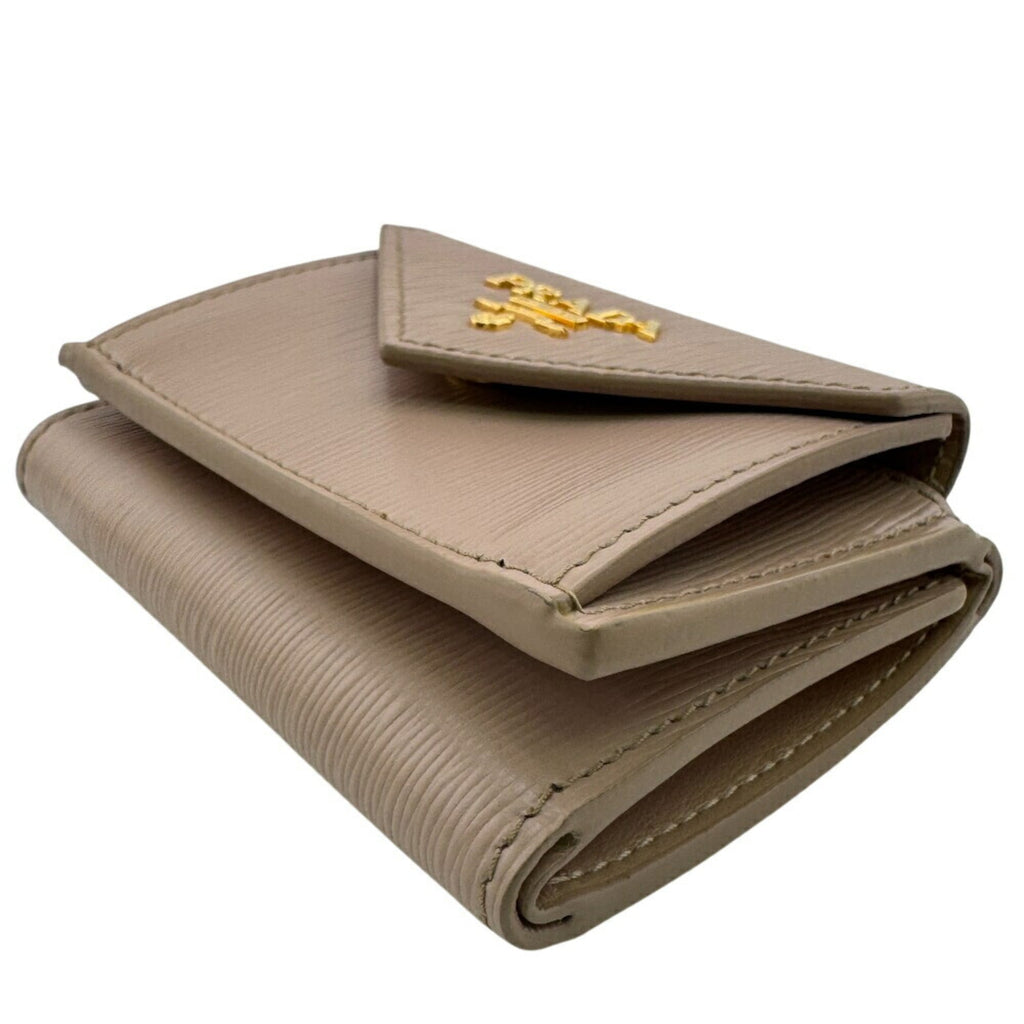 PRADA 1MH021 Compact Wallet, Vitello Move Tri-fold Pink, Women's