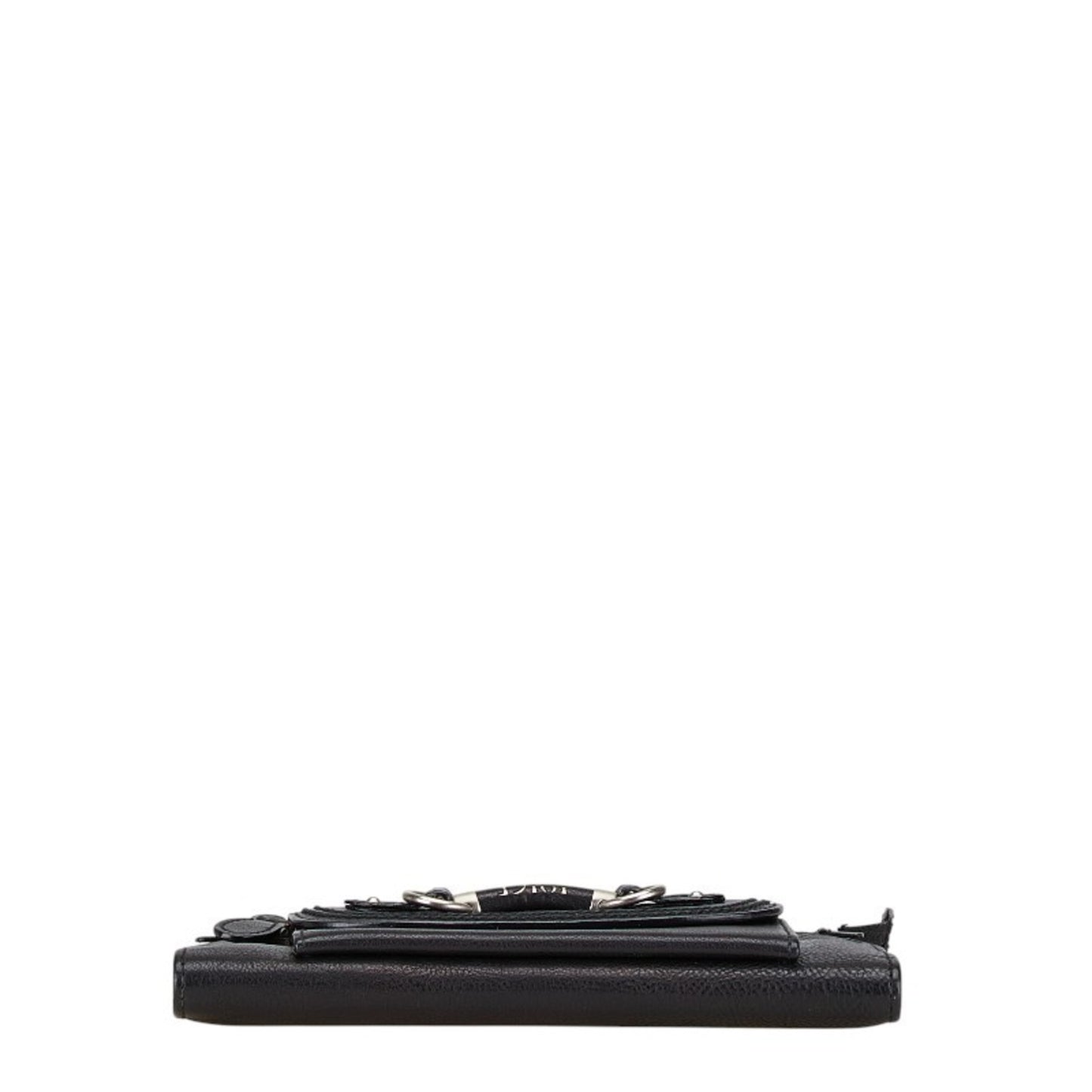 Christian Dior Dior Long Wallet Black Leather Women's