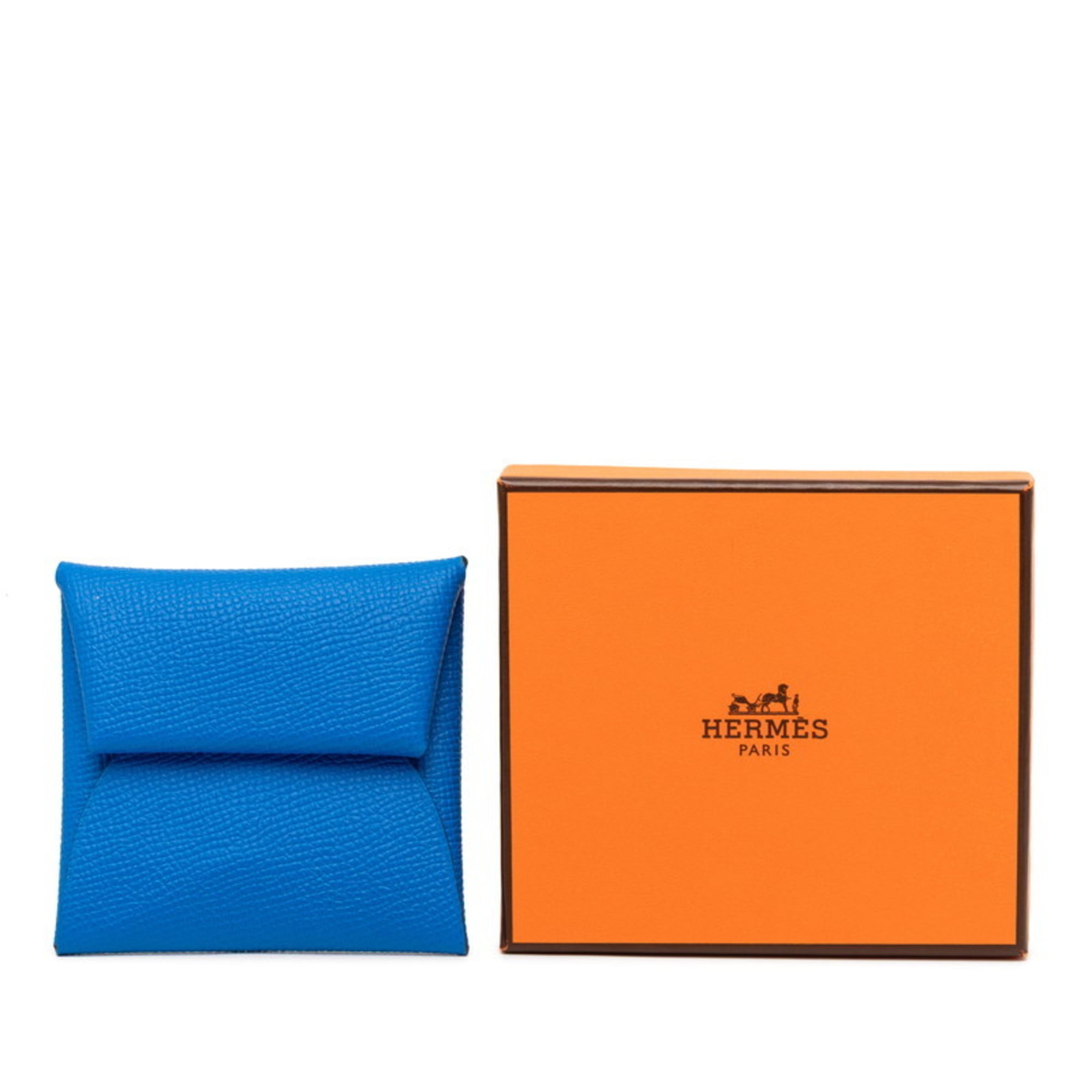 Hermes Hermès Bastia wallet/coin case in blue Epsom leather for women.
