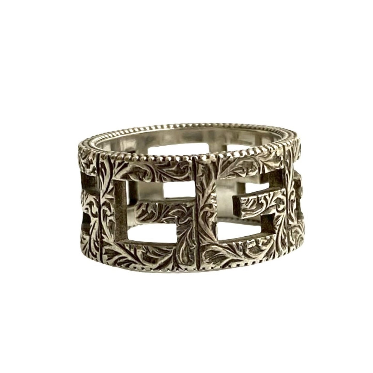 GUCCI Square G Arabesque Sterling Silver 925 Ring for Men and Women, 72174