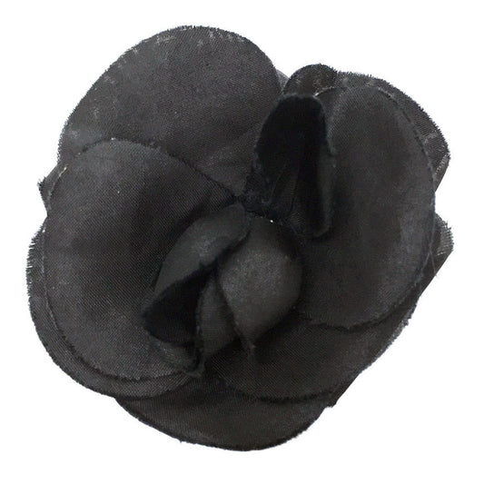CHANEL Camellia Corsage Brooch Black Fabric Chanel Women's