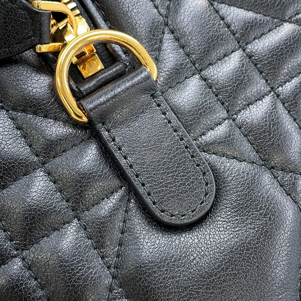 Christian Dior Macro Cannage Groove 25 Medium Calf Leather Handbag M1365UBOL 2-way Black for Women — Like New