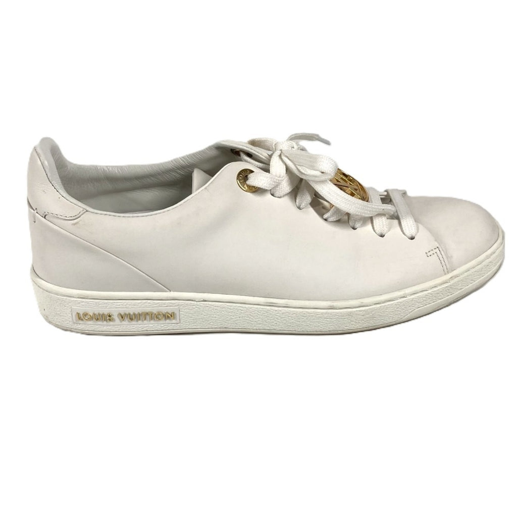 LOUIS VUITTON 1A2XOM Monogram Front Row Line Sneakers, Leather, Lace-Up, Women's, White
