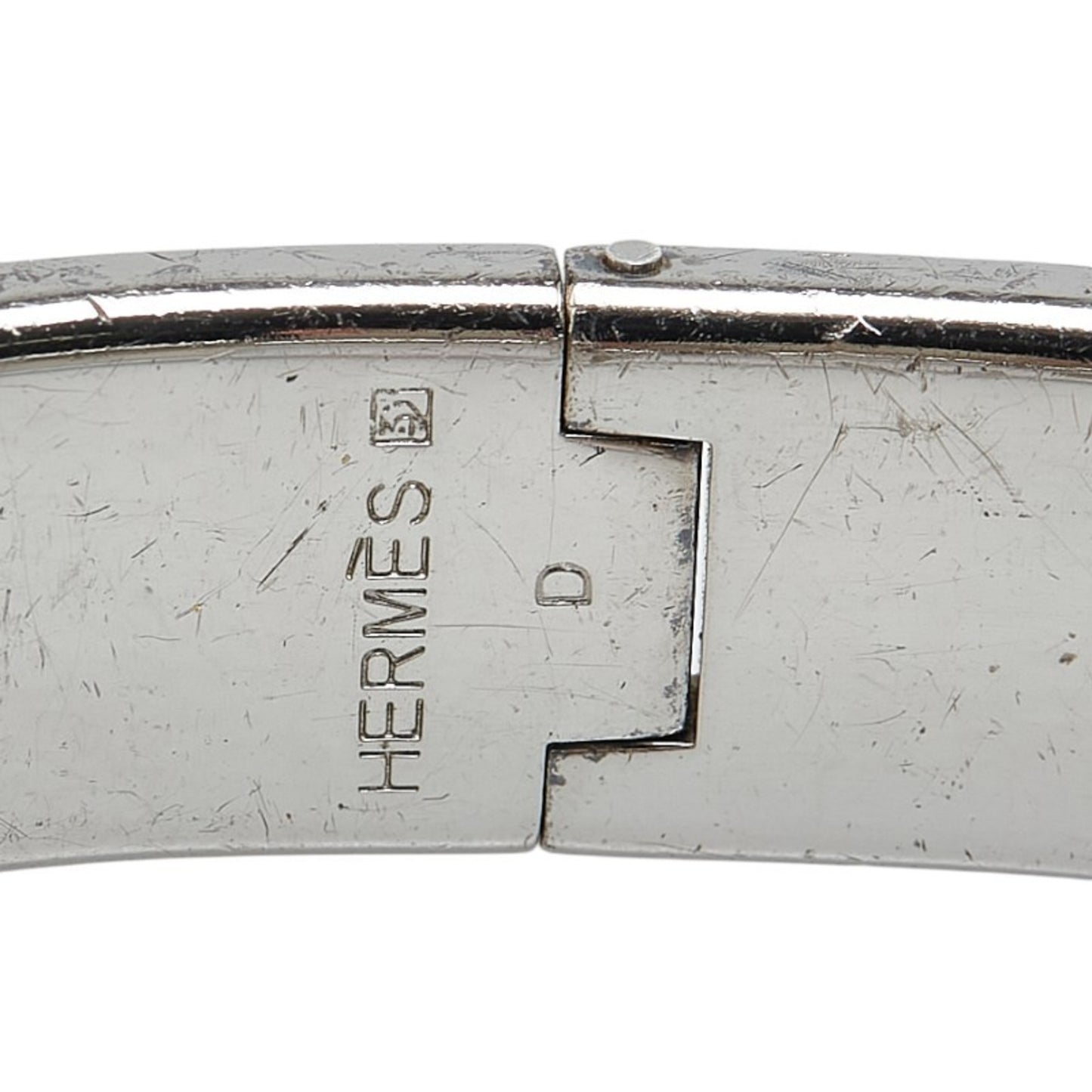 Hermes Click H PM Bangle Silver Black Metal Women's HERMES