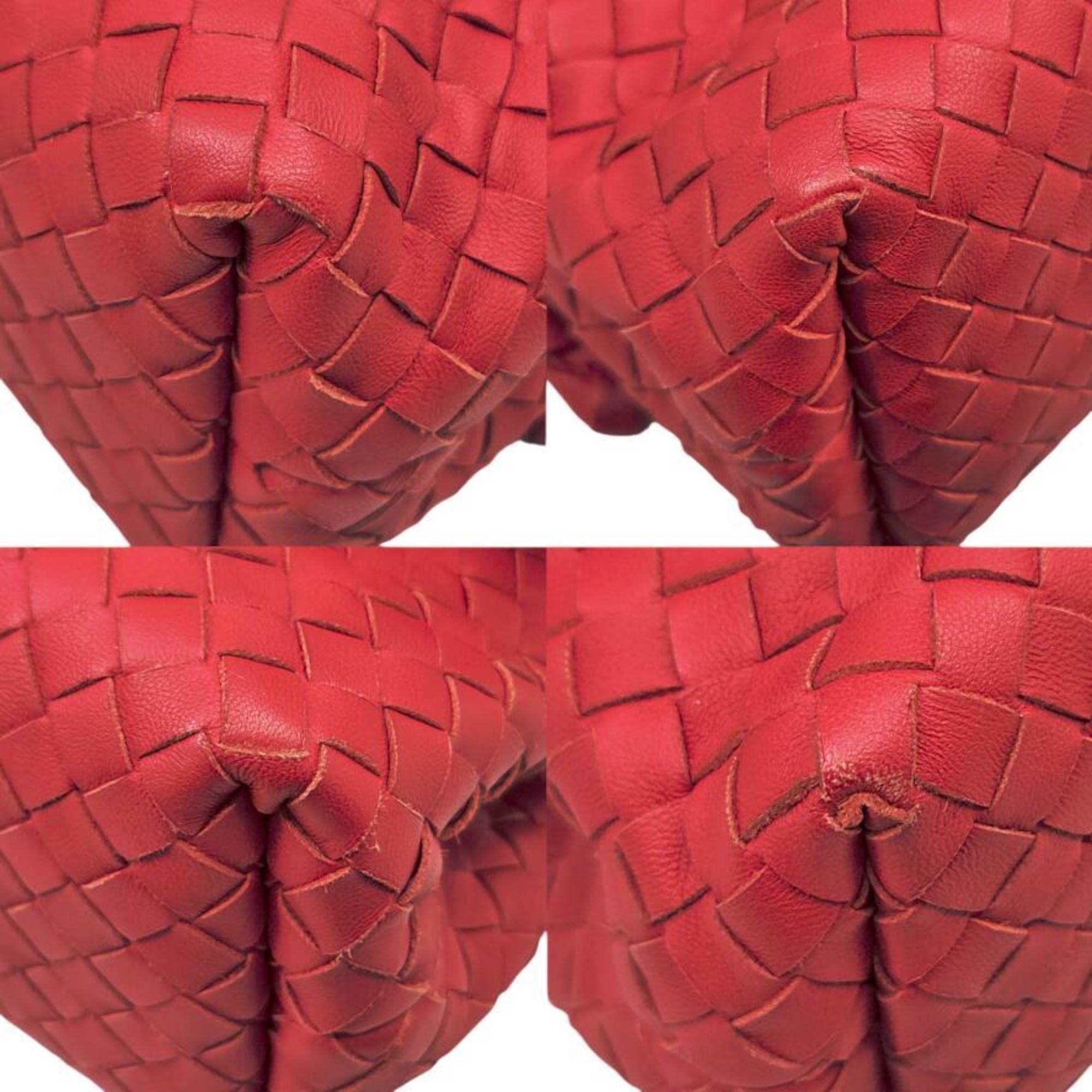 BOTTEGA VENETA Olympia Intrecciato Chain Shoulder Bag in Red Lambskin for Men and Women