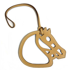 HERMES Petite H Paddock Cheval Strap Charm Swift Leather Men's Women's Ocher Beige — New - Store Return