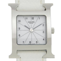 Hermes HERMES H Watch Wristwatch HH1.210 Stainless Steel x Leather 2005 Quartz Analog Display White Dial Ladies — Very Good