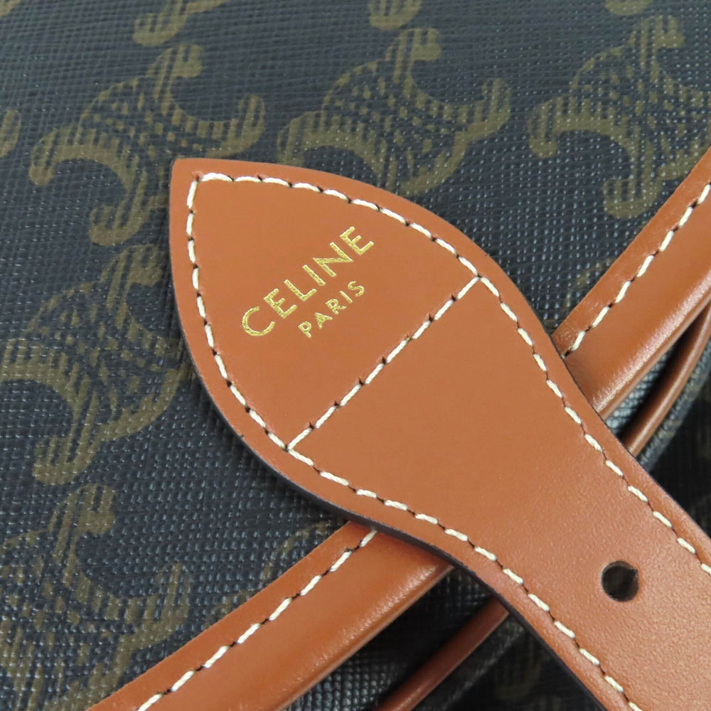 CELINE 19150 Folco Medium Triomphe Canvas Shoulder Bag, Tan Brown, Women's - Highly Recommended! — Like New