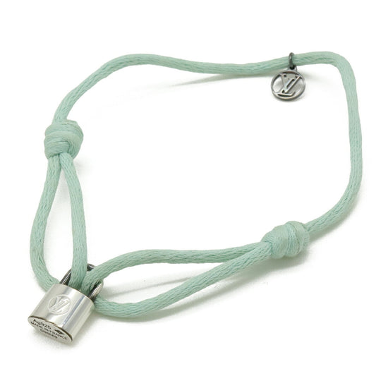 LOUIS VUITTON Louis Vuitton Silver Lockit Doudou Bracelet Padlock Cadena SV925 Cord Mint Q05171