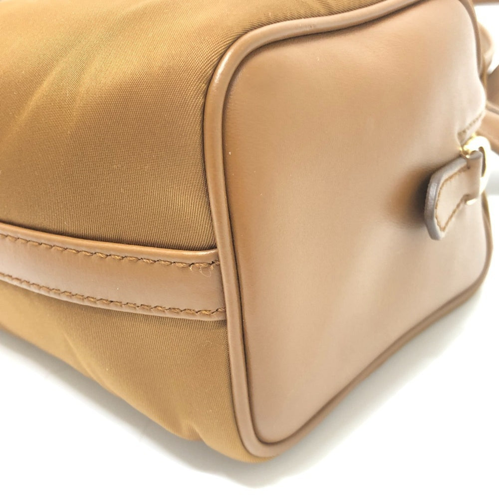 PRADA 1BB127 Padlock Top Handle Medium Shoulder Bag Nylon Leather Women's Brown Like New — Like New