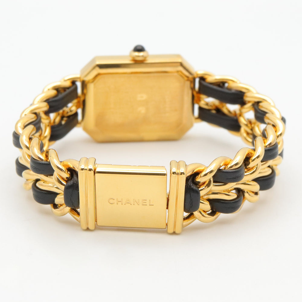 Chanel CHANEL Première S Watch, Gold Plated (GP), Leather Strap, Women's, Black, H0001 — Very Good