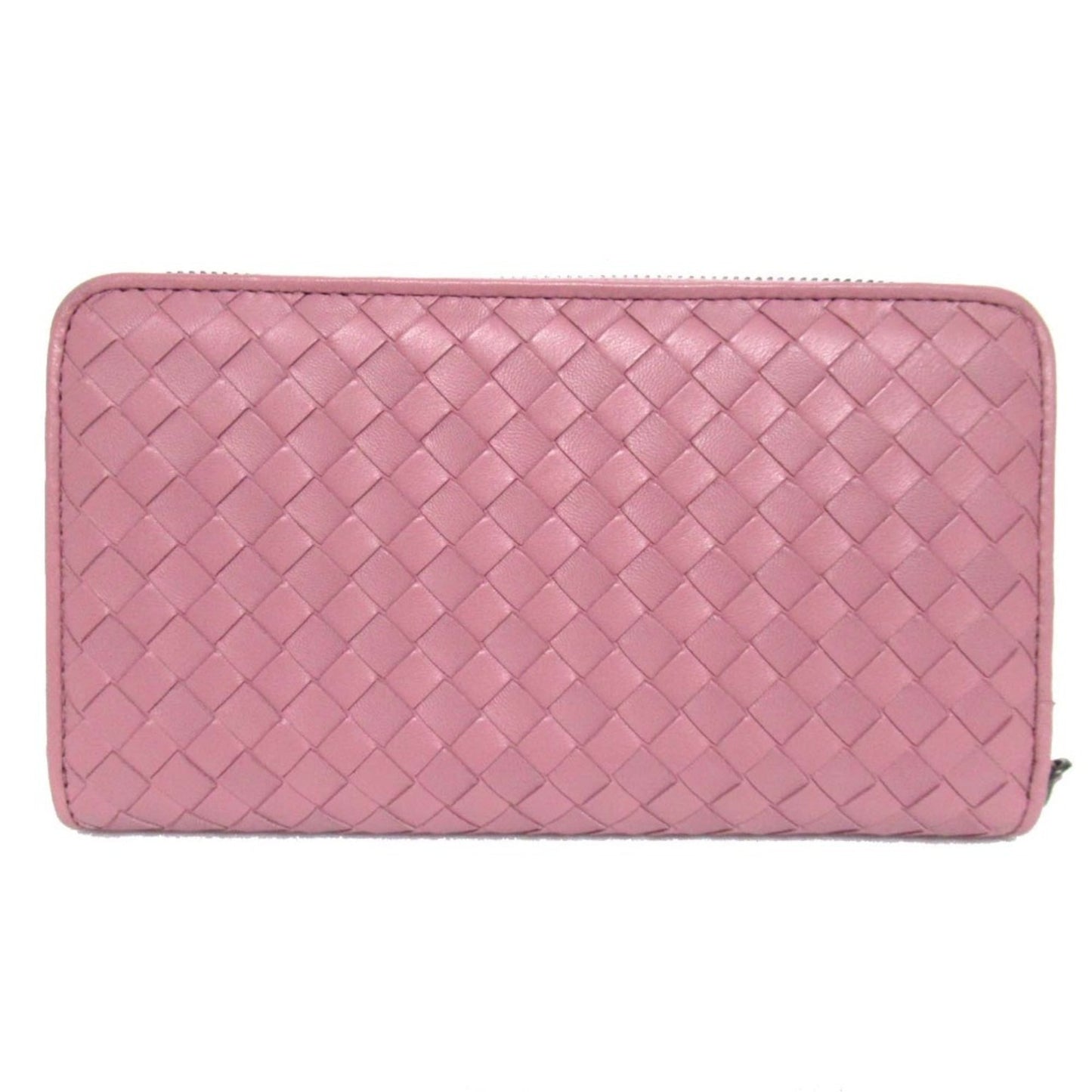 BOTTEGA VENETA Intrecciato Round Zip Long Wallet, Pink, Men's and Women's