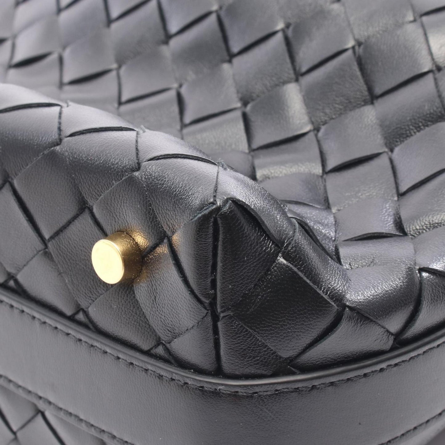 Bottega Veneta Mini Wallace Intrecciato Leather Handbag, Women's, Black, 754443V3IV18425