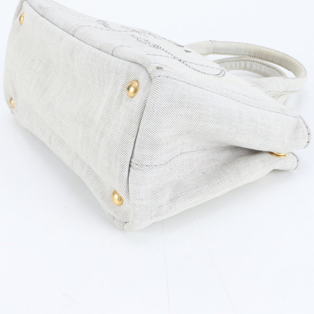Prada Canapa denim handbag tote bag grey for women
