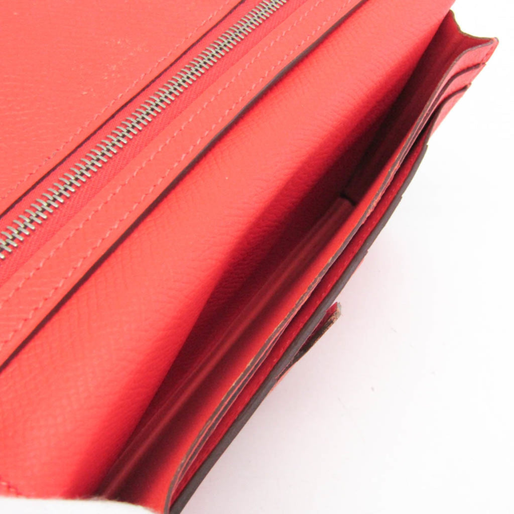 Hermes Bearn Bearn Soufflé Women's Epsom Leather Long Wallet (bi-fold) Salmon Pink