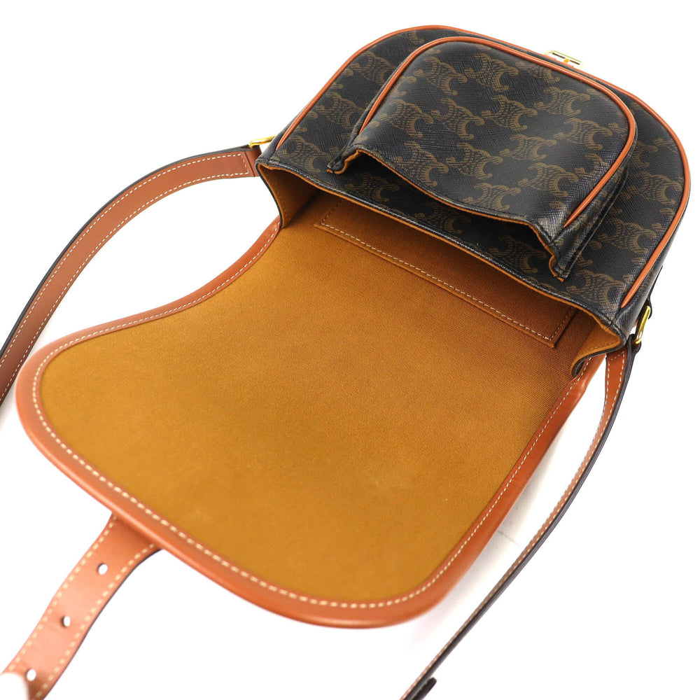CELINE 19150 Folco Medium Triomphe Canvas Shoulder Bag, Tan Brown, Women's - Highly Recommended! — Like New