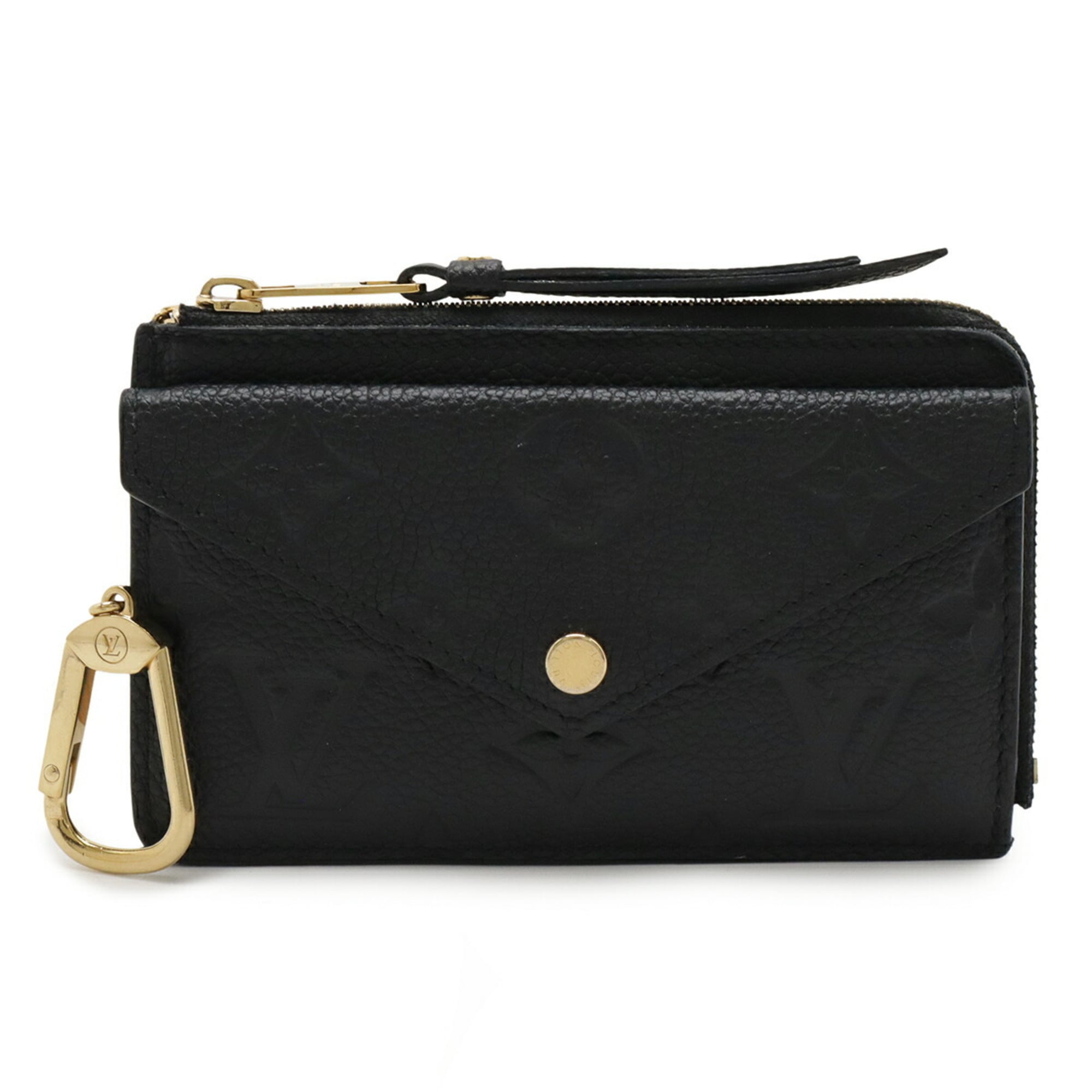 LOUIS VUITTON Monogram Empreinte Porte Carte Recto Verso Coin Case Wallet with Card Case, Noir Black, M69421
