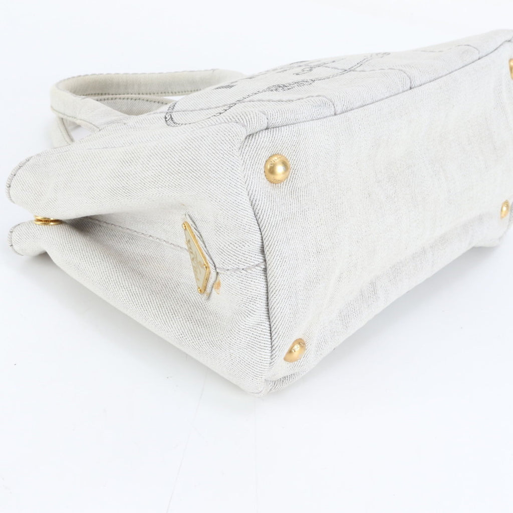 Prada Canapa denim handbag tote bag grey for women