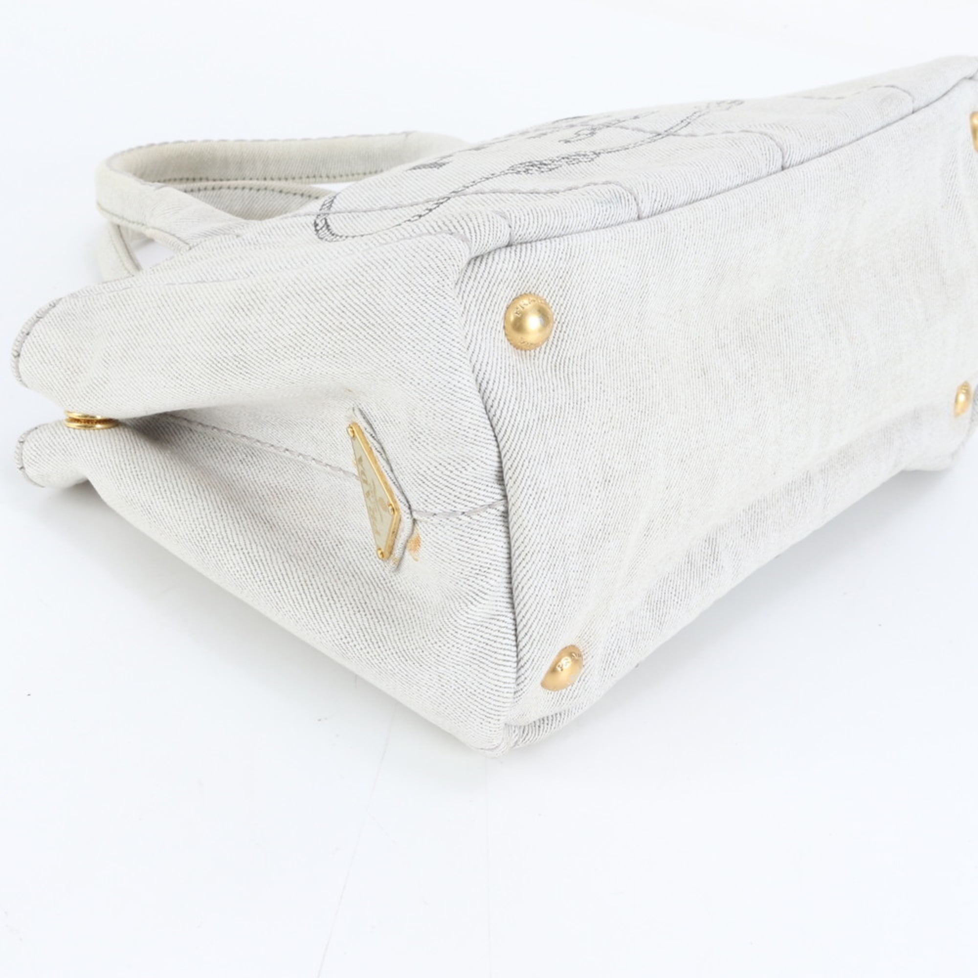 Prada Canapa denim handbag tote bag grey for women