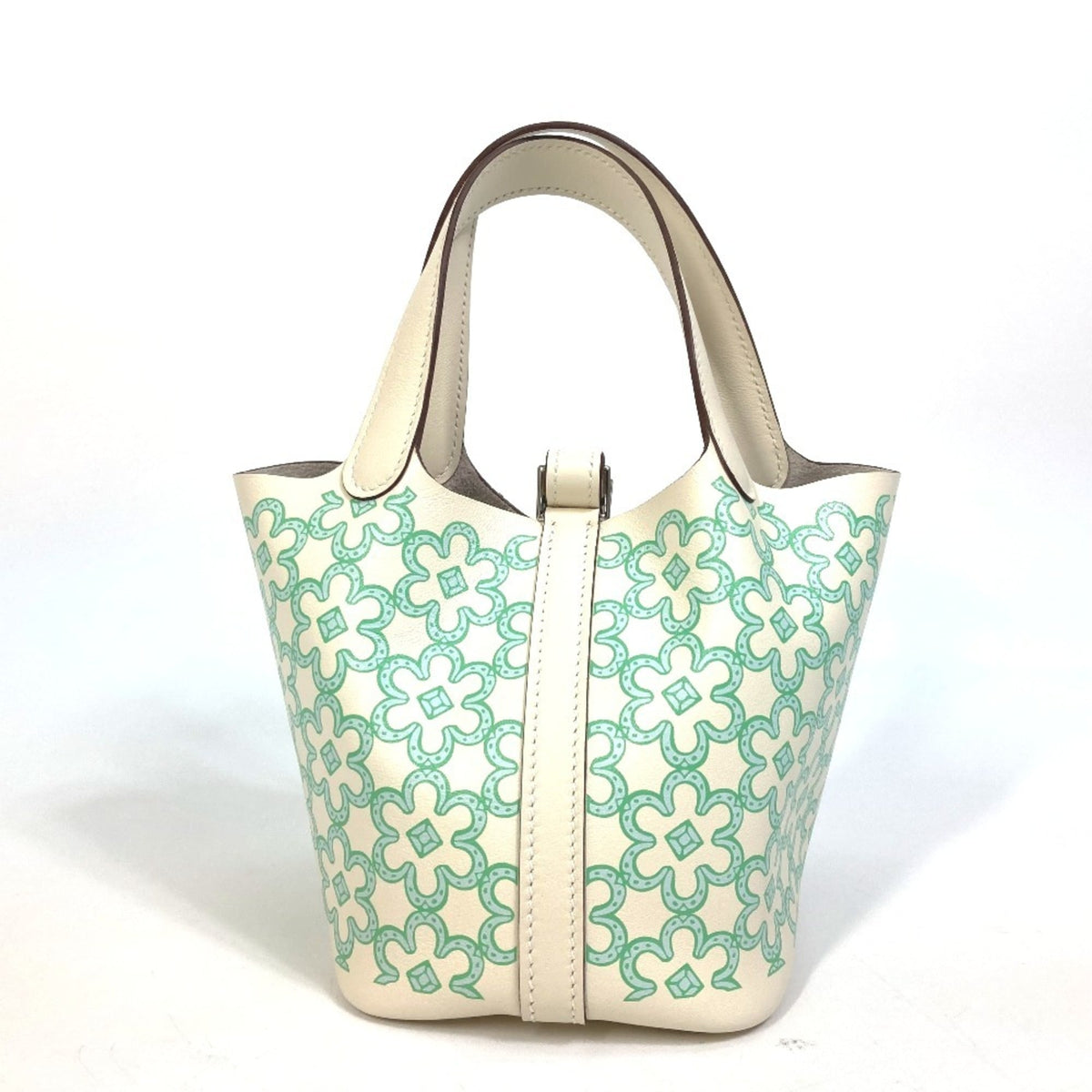 HERMES Picotin Lock Micro 14 Lucky Daisy Handbag Swift Women's Nata Green E-221012-2 — New - Store Return
