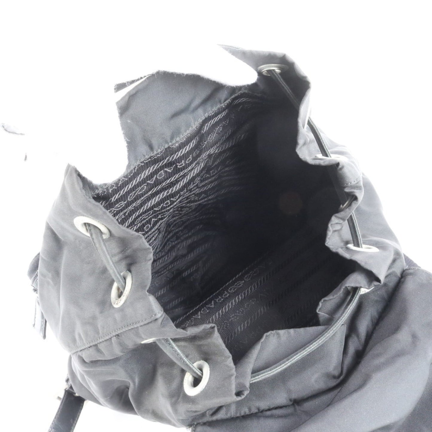 Prada Tessuto nylon triangle logo leather backpack for women