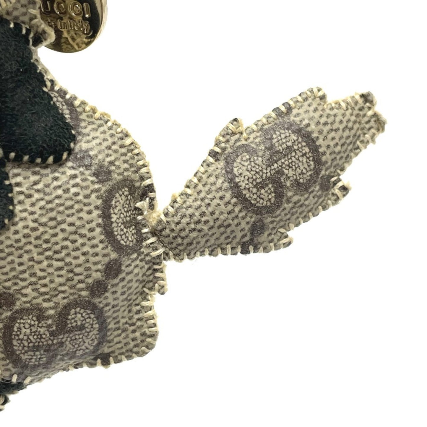 GUCCI Fox Guccioli Keychain Charm in GG Supreme Canvas, Beige