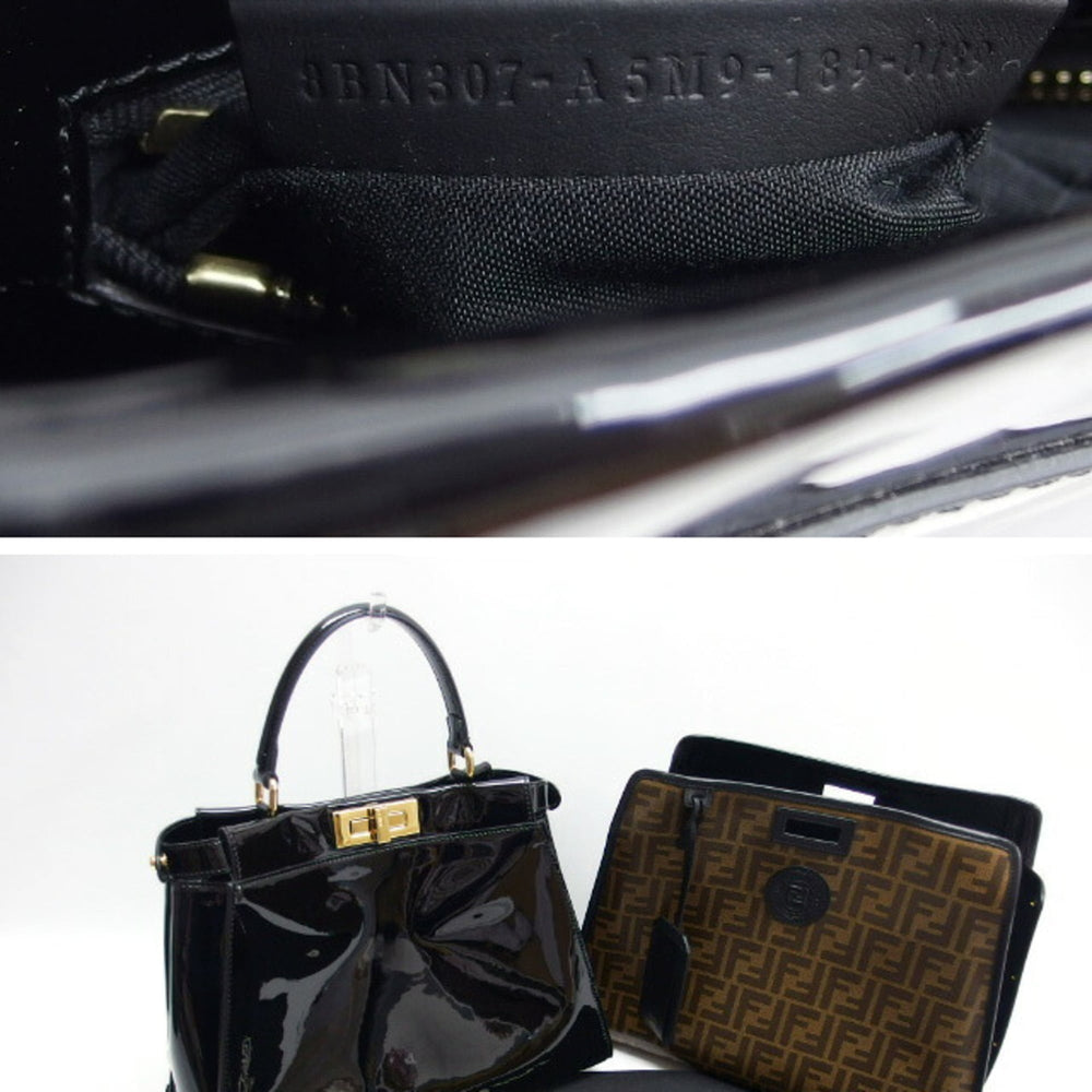 Fendi Peekaboo Zucca Pattern Definer Patent Handbag — Like New
