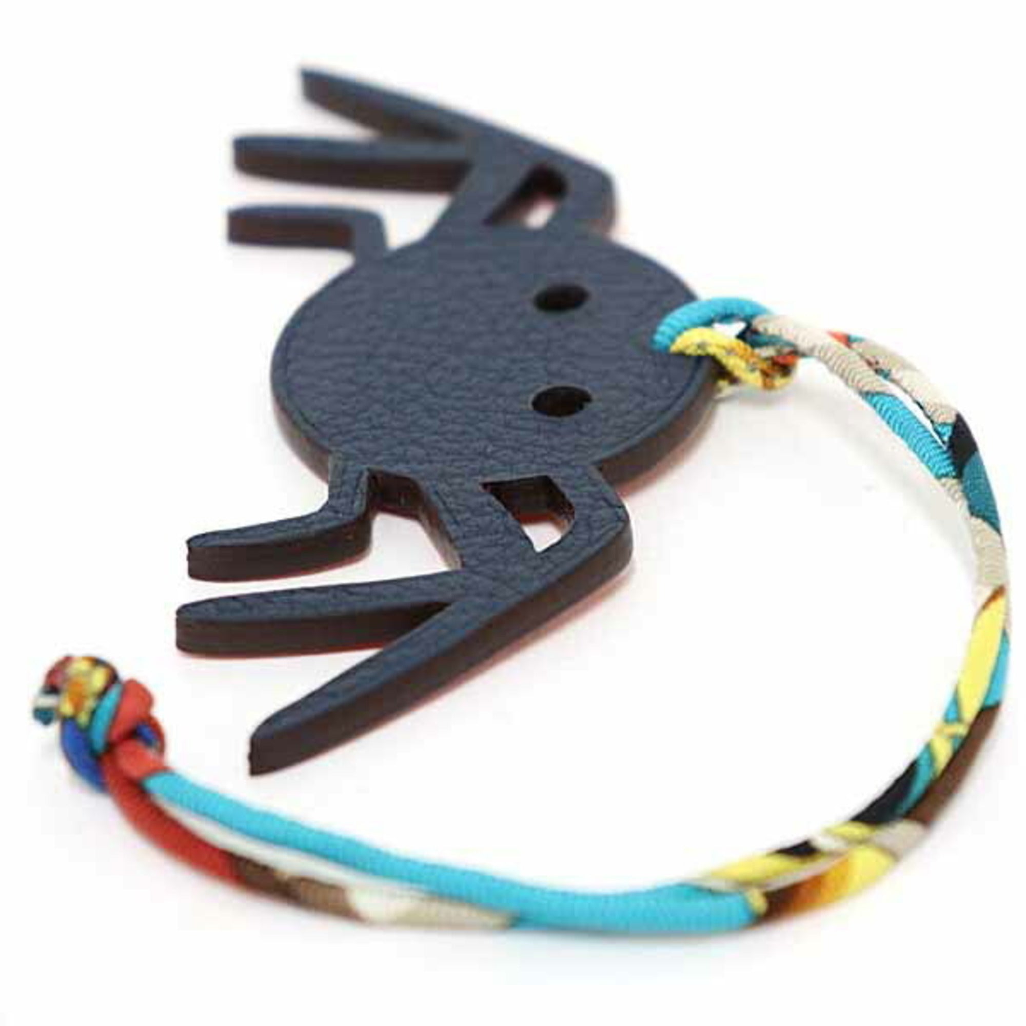 Hermes Petit H Spider Bag Charm Togo Epsom Navy Orange S — Like New