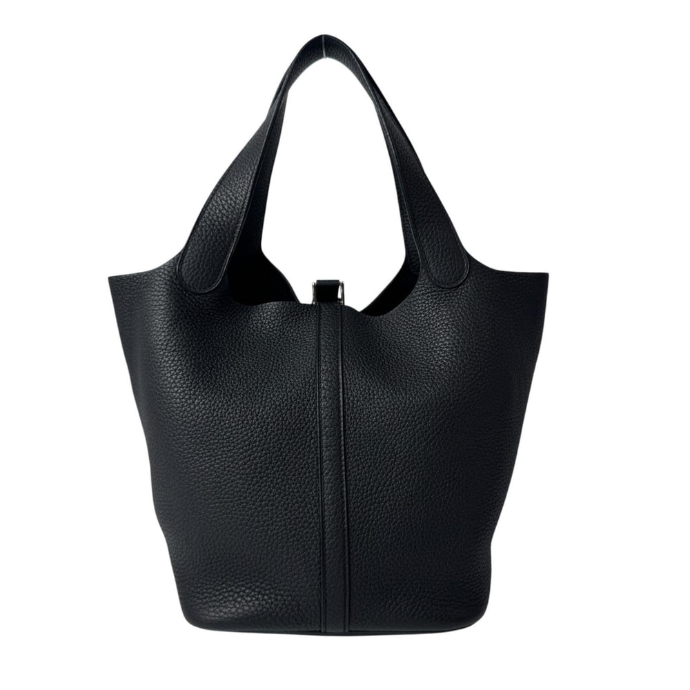 Hermes Picotin Lock MM Noir Black Taurillon Clemence Handbag A Stamp Women's — Like New