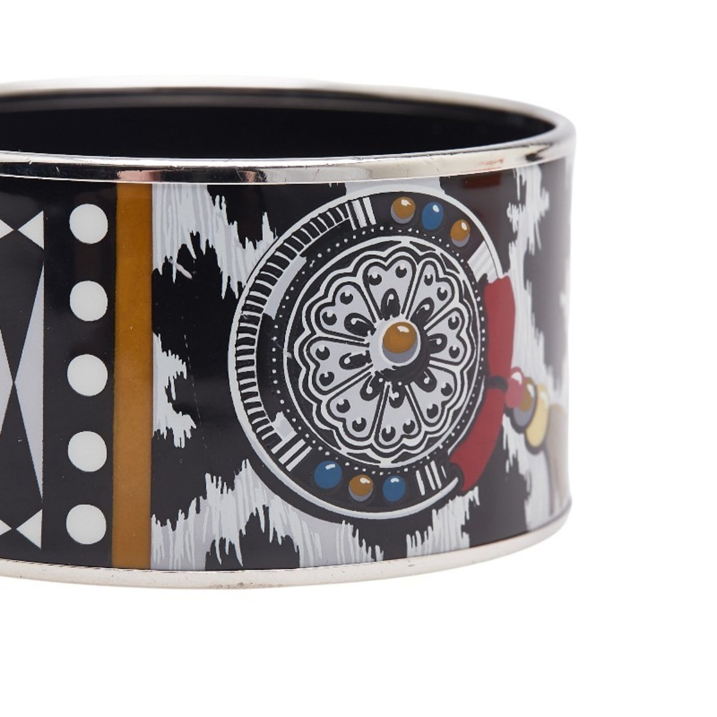 Hermes TGM enamel cloisonné bangle in silver and multicolored metal, women's.