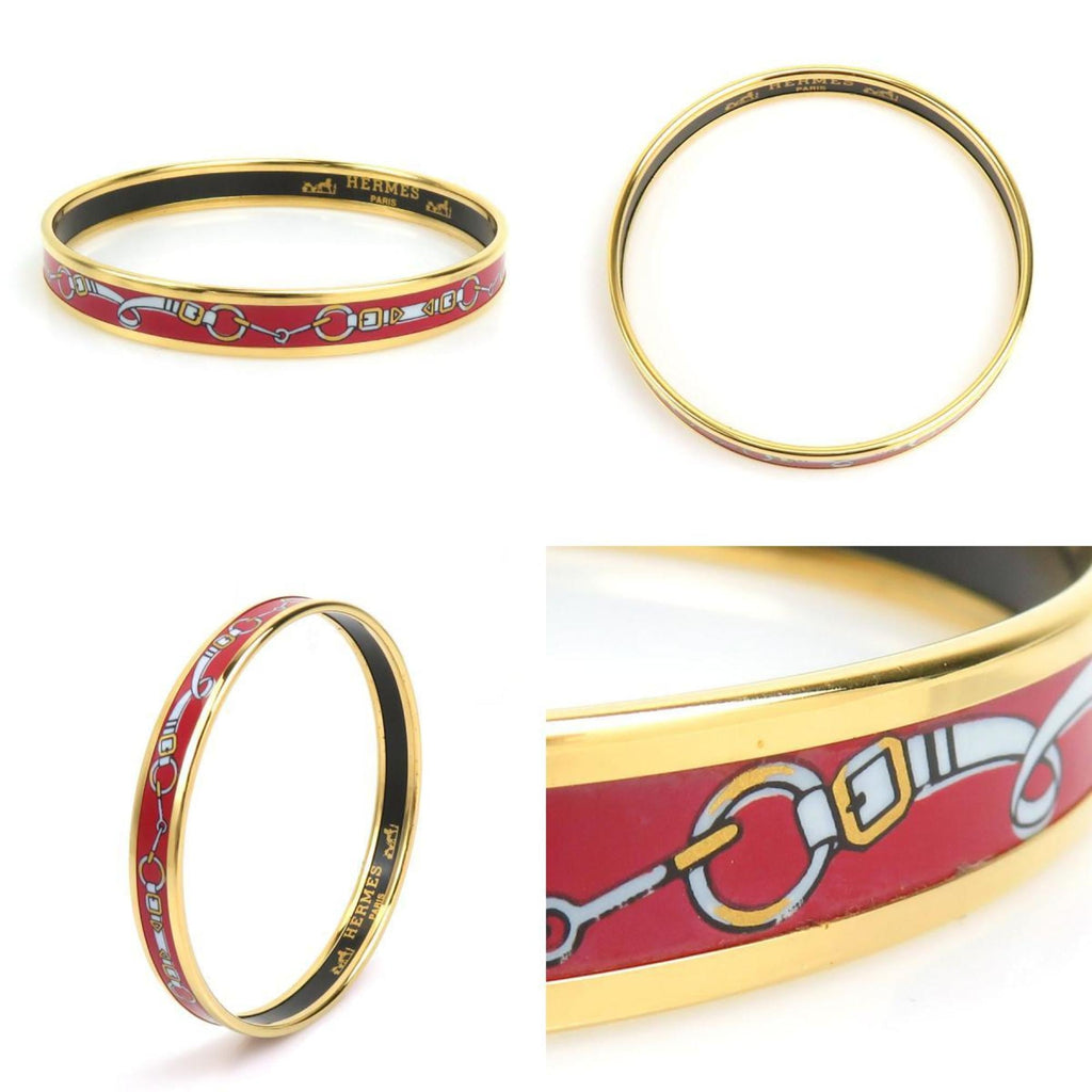 Hermès HERMES bangle bracelet in enamel, gold and red, for women, e61306a