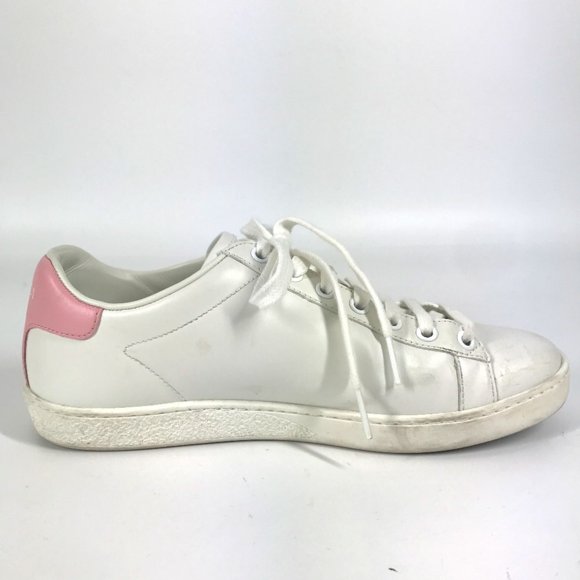 GUCCI 598527 Ace logo two-tone shoes, low-top leather sneakers with Interlocking G, women's white