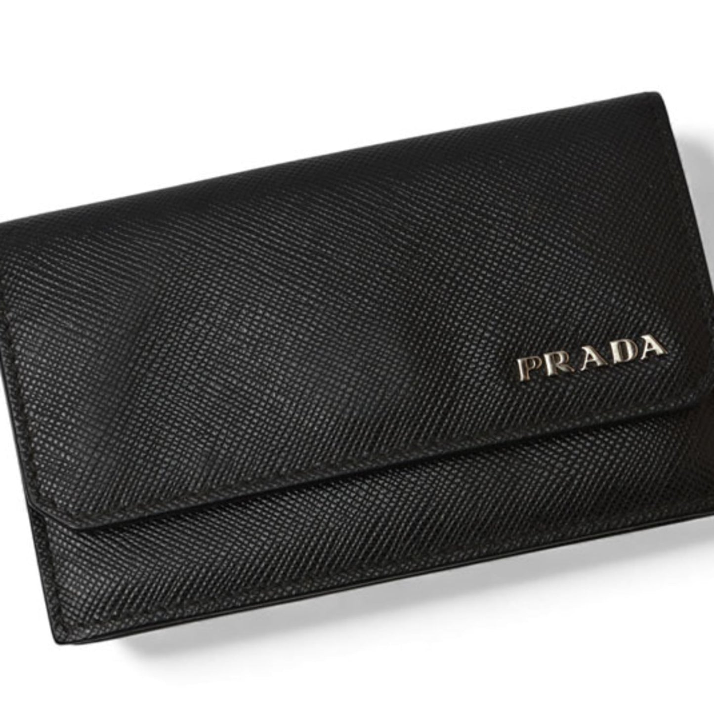 Prada card case, coin business holder, PRADA leather, NERO black