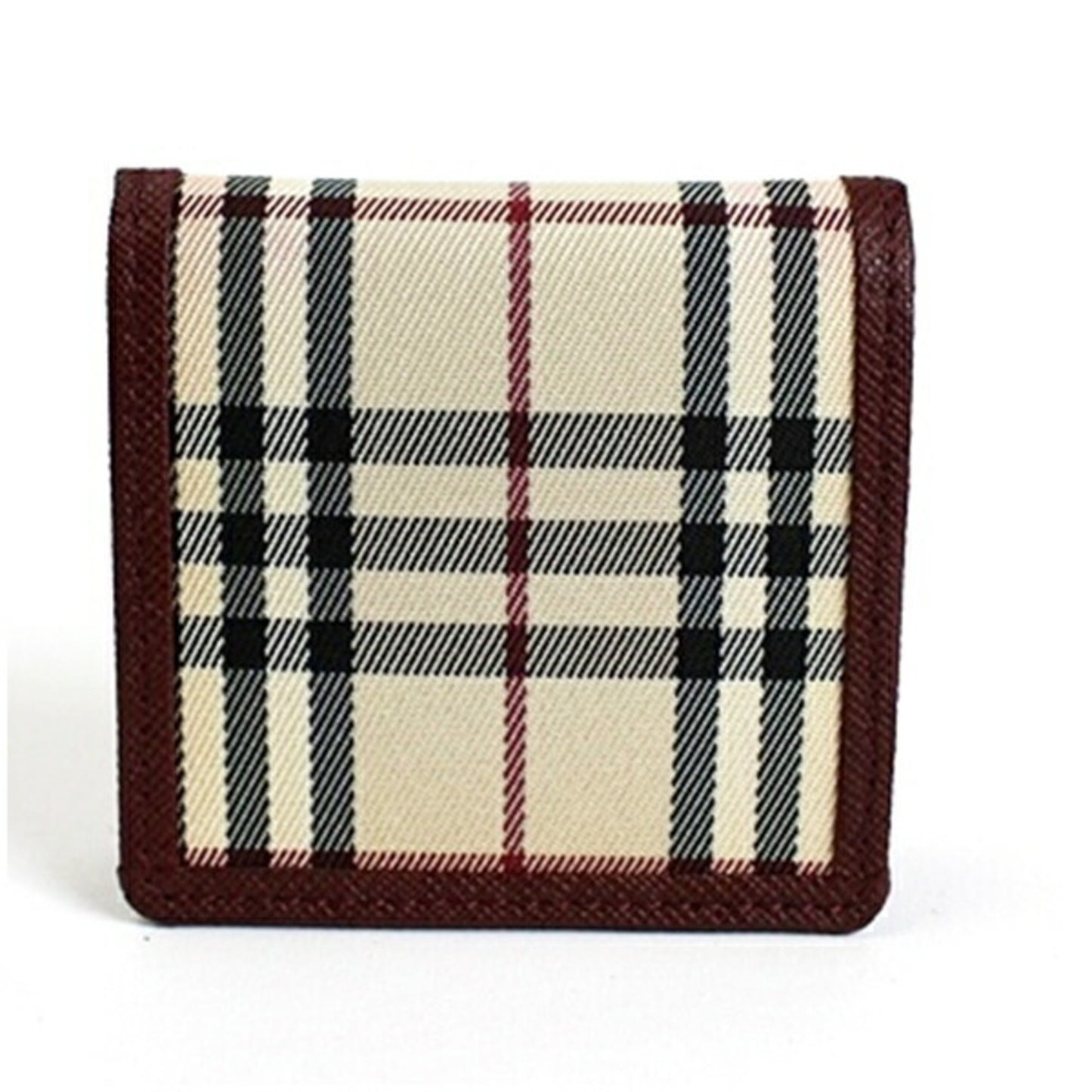 Burberry Coin Case Nova Check Beige x Wine Red BURBERRY Women's