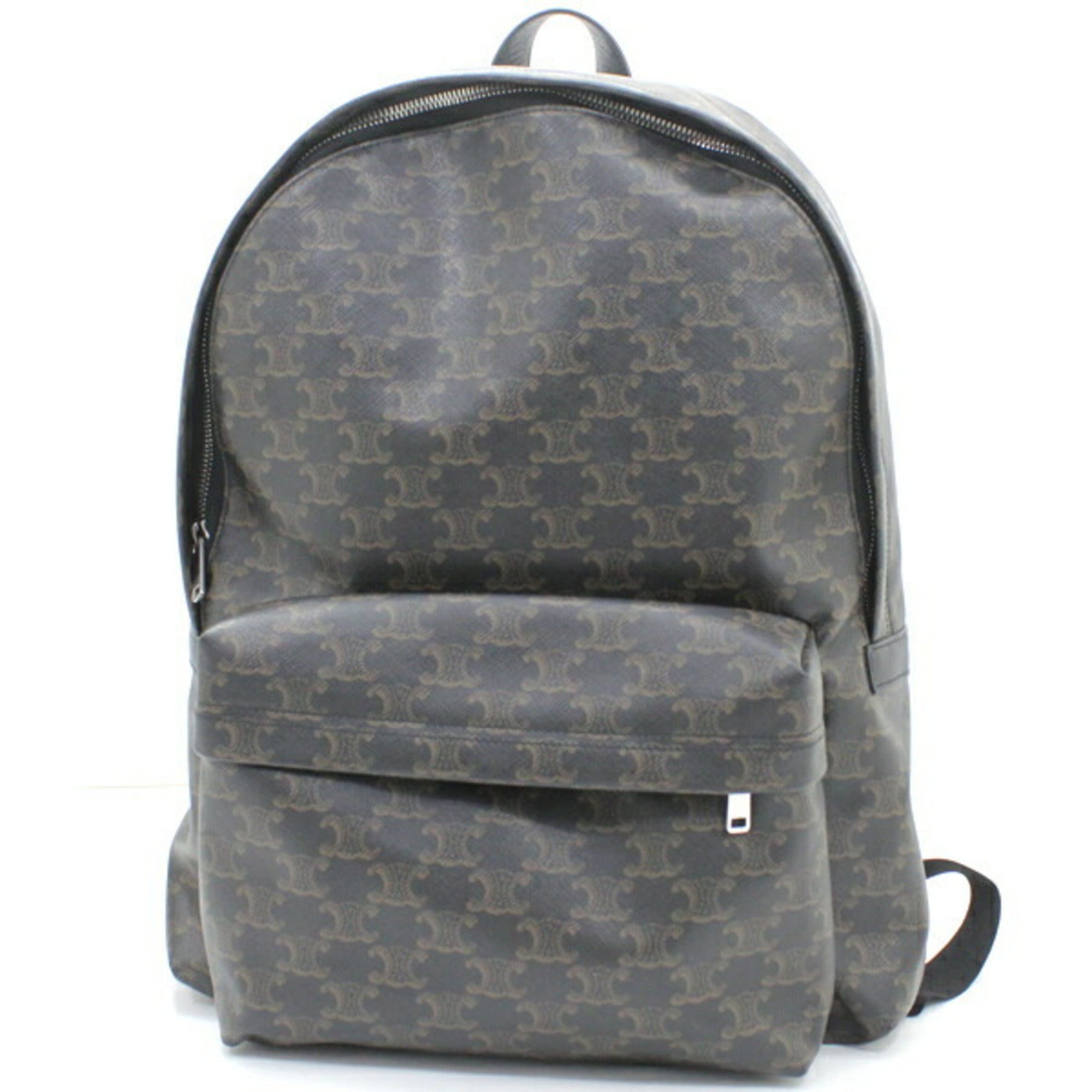 CELINE Backpack Triomphe Canvas Black Brown Rucksack Men's 188382BOV T5686 — Like New
