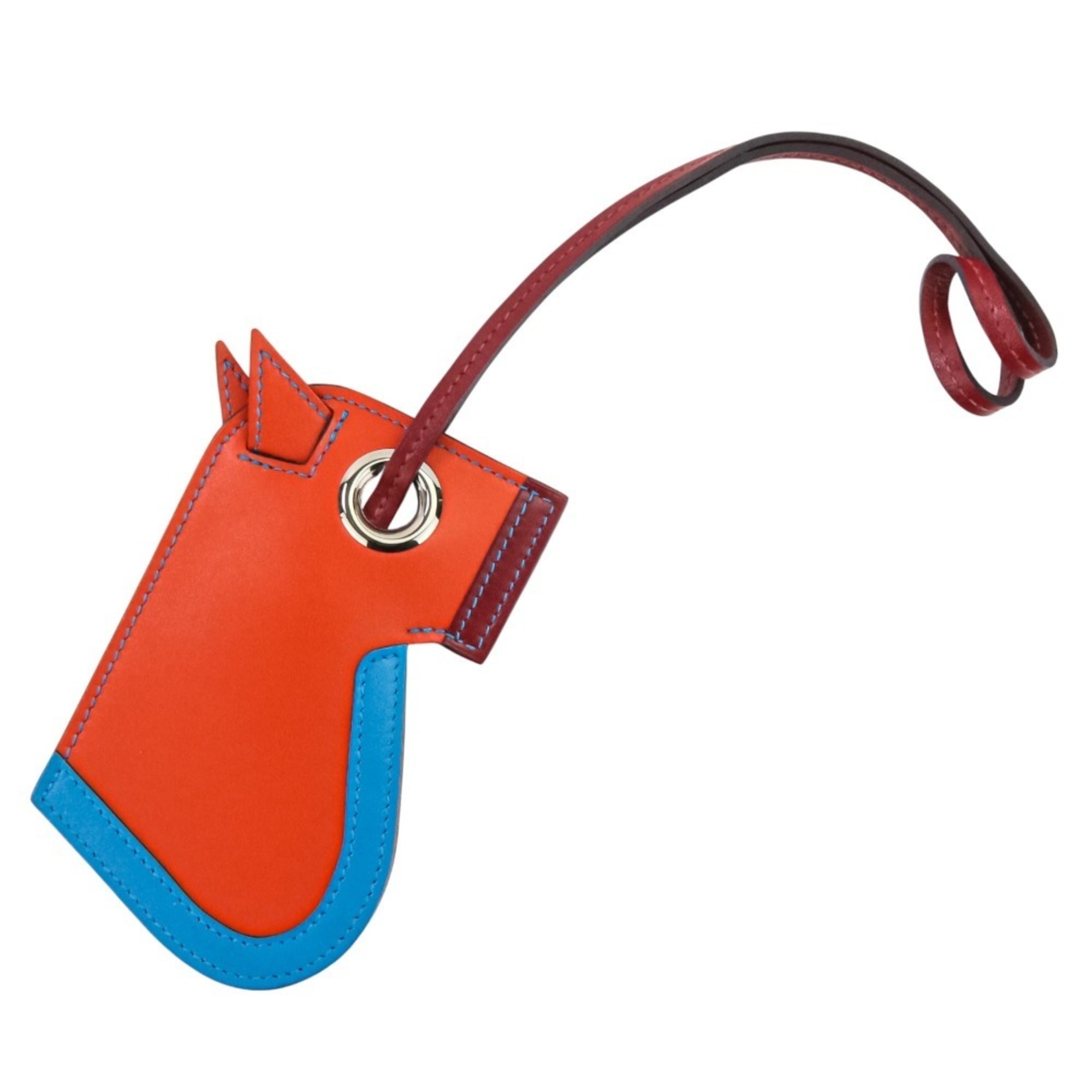 HERMES Camaieu Bag Charm Key Ring Cloche Orange Women's — Like New