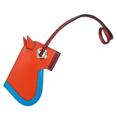 HERMES Camaieu Bag Charm Key Ring Cloche Orange Women's — Like New