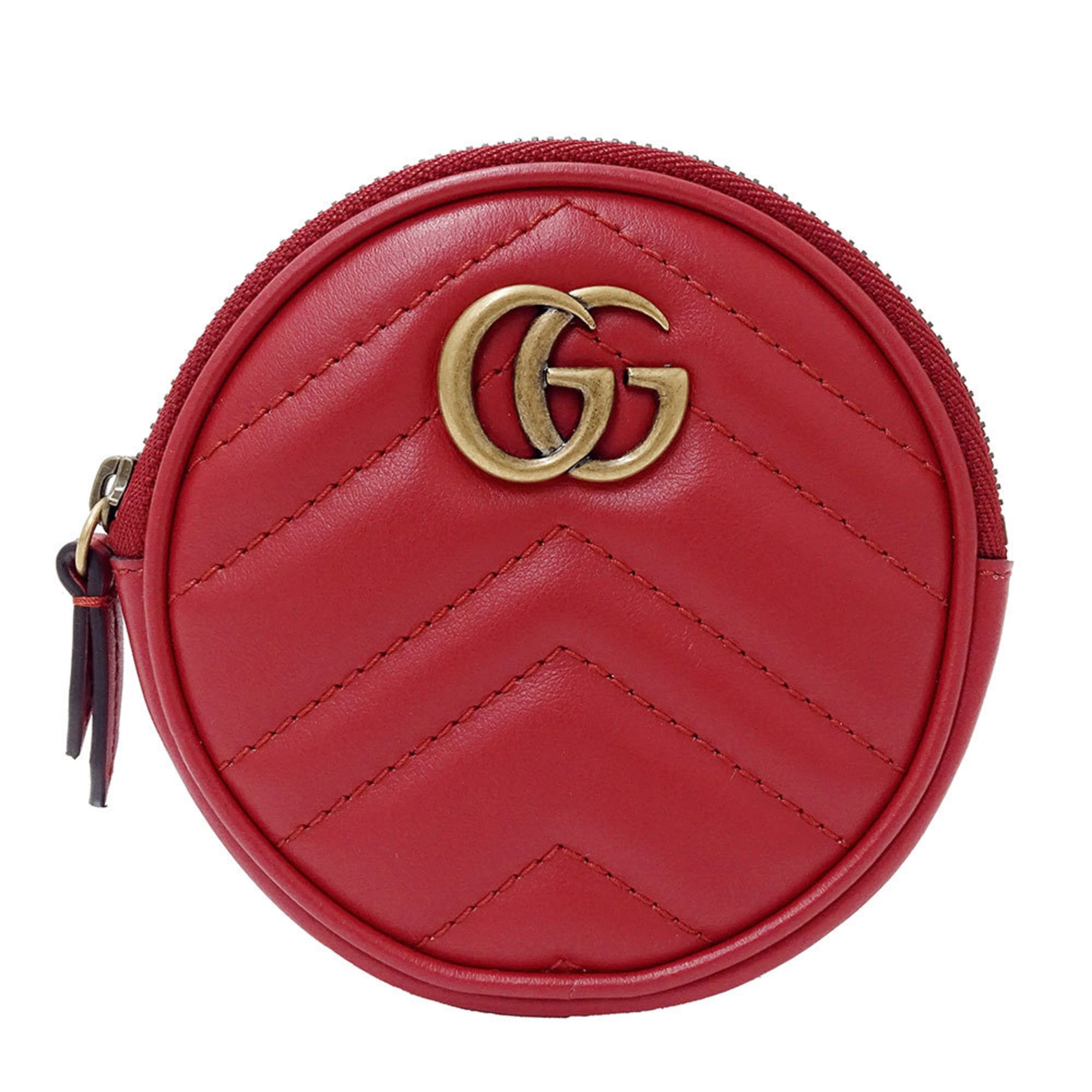 Gucci Women's GG Marmont Leather Wallet in Red (575160) with Zip-Around Design and Heart-Shaped Coin Purse