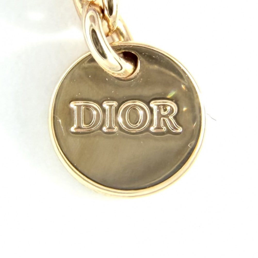 Christian Dior Dior Clair D Lune Double Strand Bracelet for Women, Heart Design, Adjustable, Rhinestone, Pink Gold, Approx. 4.0g — Like New