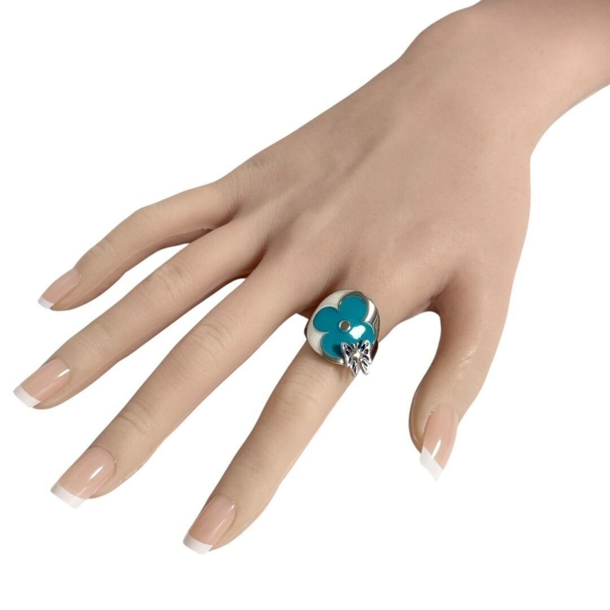 Louis Vuitton Men's Fairy Tale Ring, Size 17, Flower, Light Blue — Like New