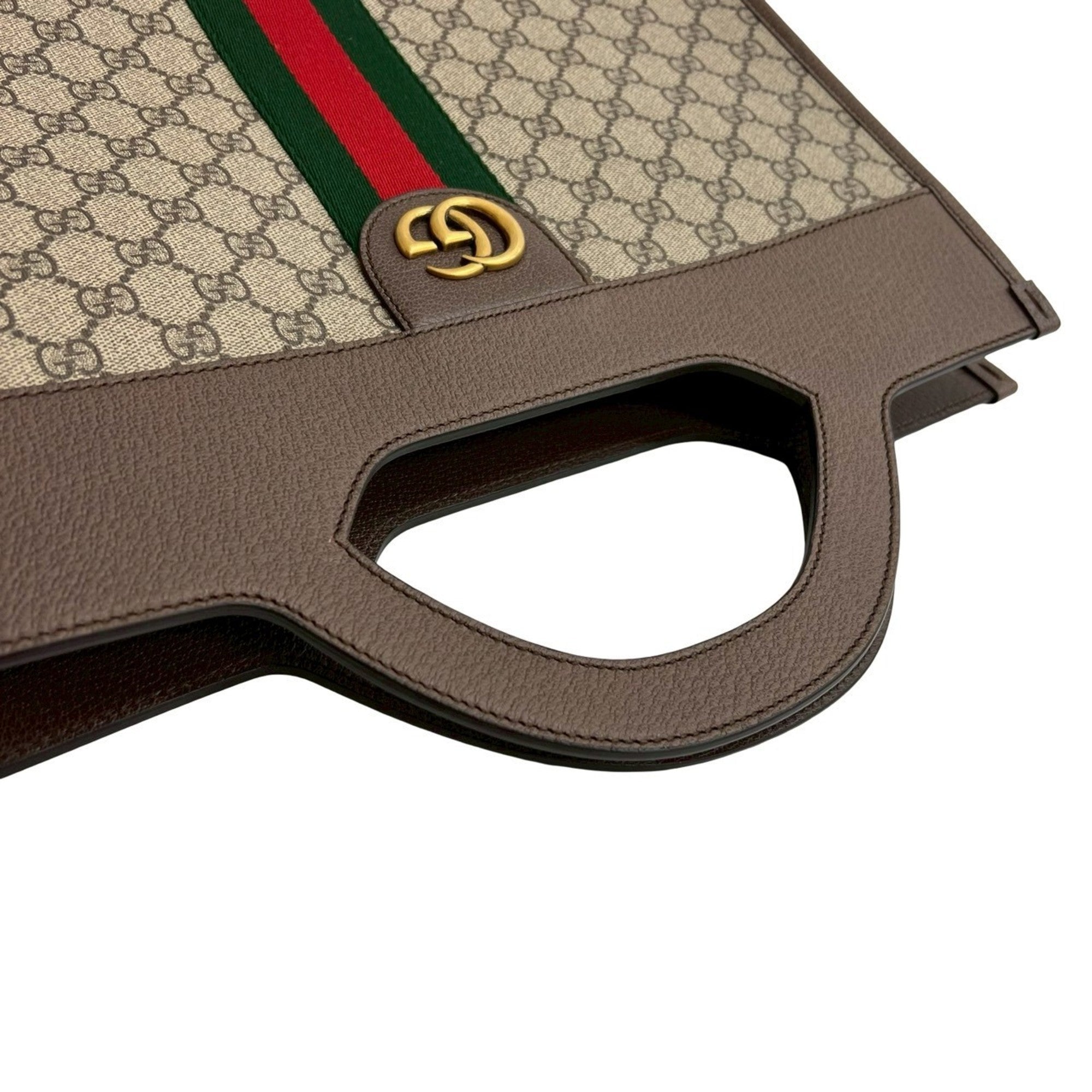 GUCCI Ophidia GG Supreme Sherry Line Leather Handbag, Tote Bag, Business Brown, 63953 — Like New